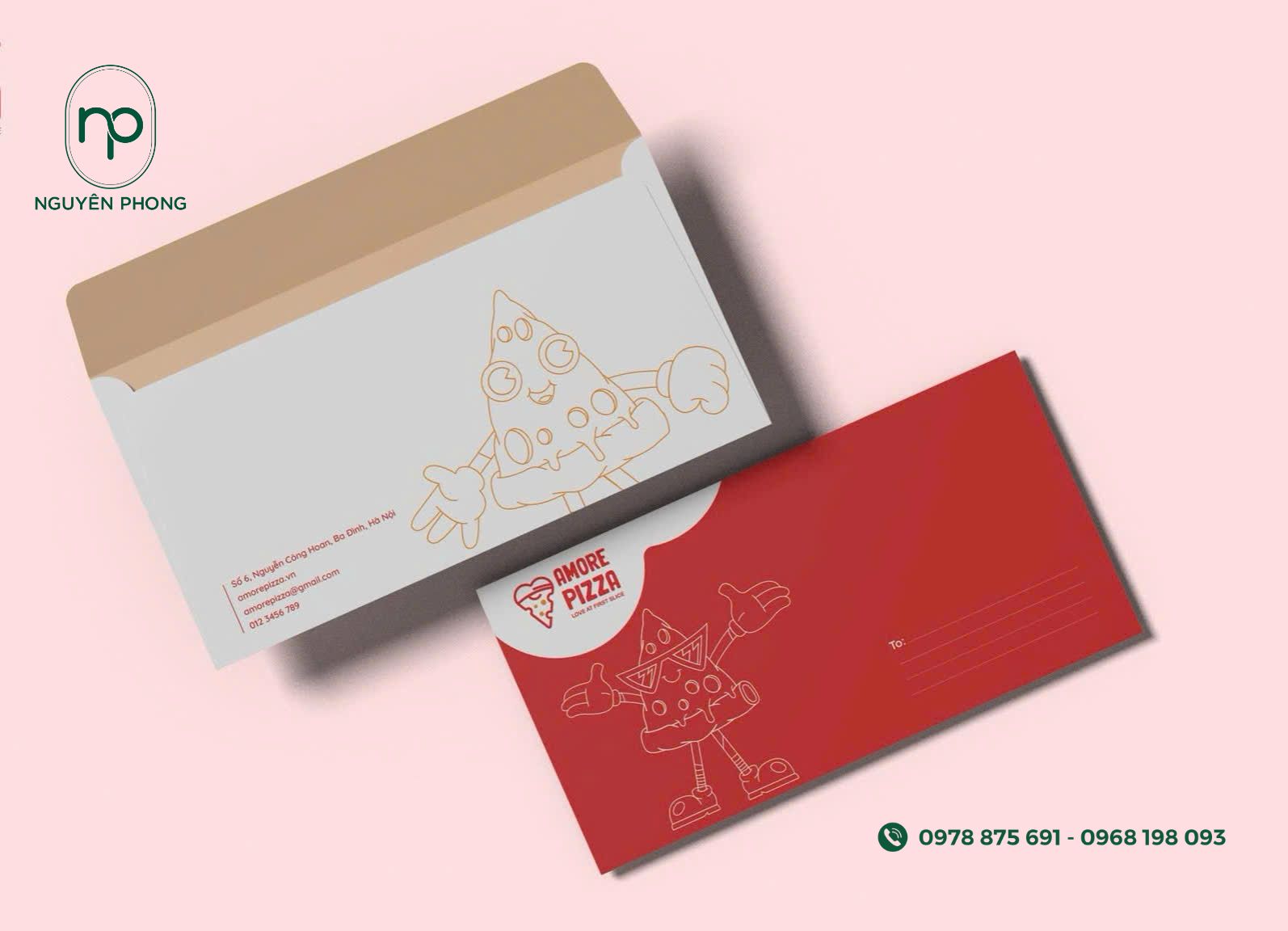 Mẫu phong bì đẹp cho cửa hàng pizza